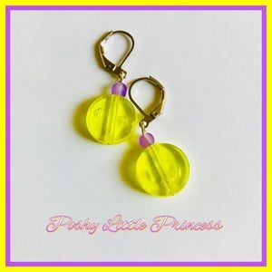 Neon Drop Earrings ~ Yellow/Lavender